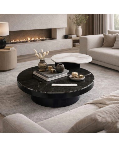 طقم طاولات ثنائية رخام دائري 