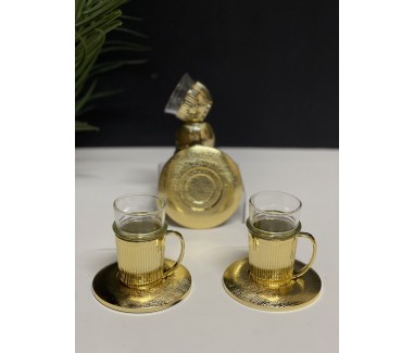 طقم ضيافة ذهبي 18 قطعه