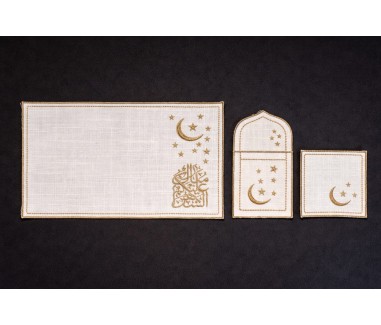 لباد مع حامل ملاعق وحامل كوب ذهبي