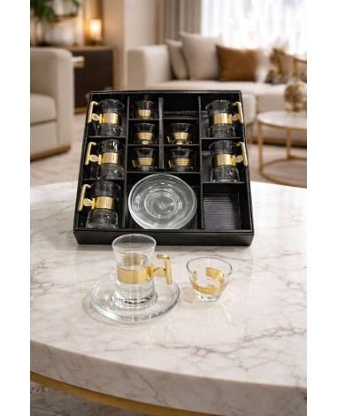 طقم ضيافه 18 قطعه ذهبي 002