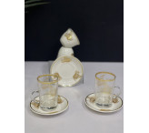 طقم شاي وقهوه برسمة ذهبي 