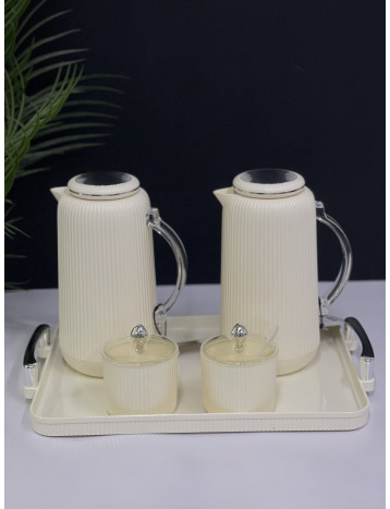 طقم ترامس فضي مع صينية 