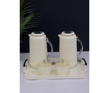 طقم ترامس فضي مع صينية 