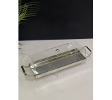 صحن تقديم فضي بغطاء وسط