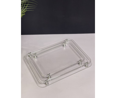 طقم صواني اكريلك فضي