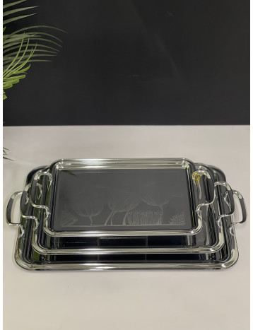 طقم صواني فضي بنقش