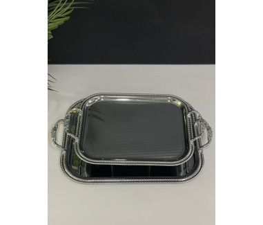 طقم صواني حبتين فضي