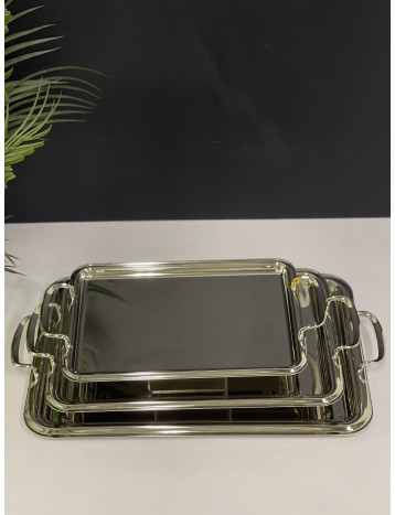 طقم صواني فضي ساده