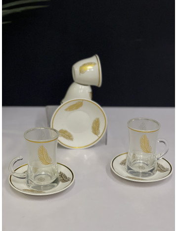 طقم ضيافة 36 قطعه برسمة الريش