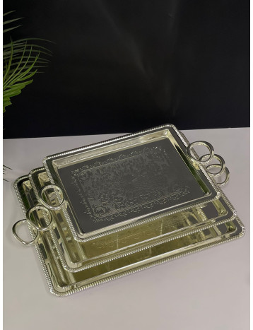 طقم صواني بنقش فضي