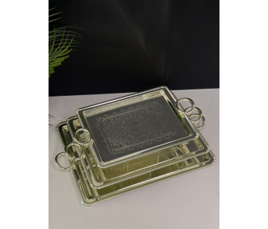 طقم صواني بنقش فضي