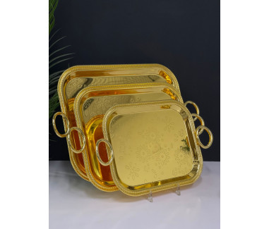 طقم صواني ذهبي