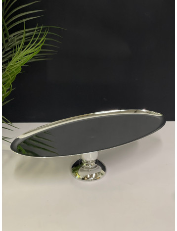 صحن تقديم بيضاوي فضي