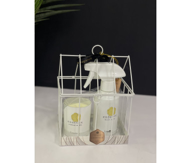 طقم معطر مع شمعه ابيض