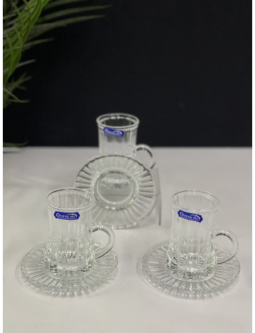 كاسات شاي مقلم 6 قطع