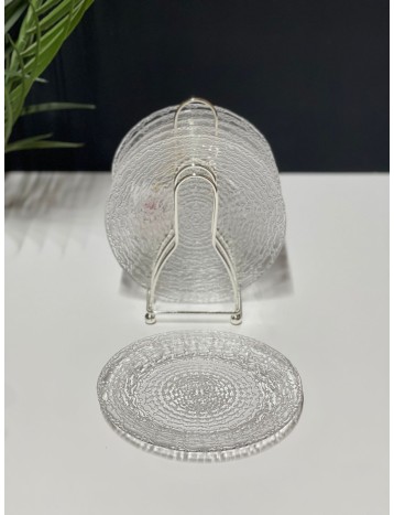 6 صحون مع استاند فضي