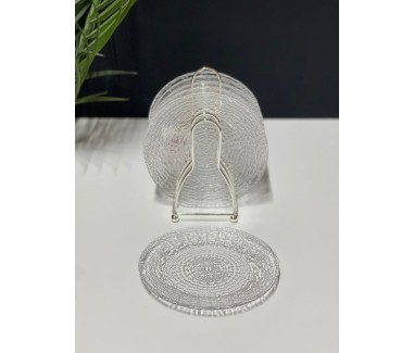 6 صحون مع استاند فضي