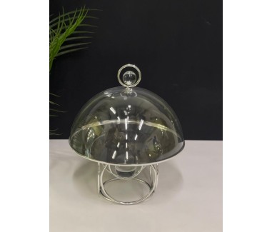 صحن ضيافة فضي بغطاء 