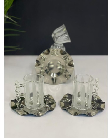 طقم ضيافة 18 قطعة صحون فضي