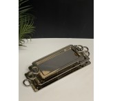 صينية مستطيل فضي وسط