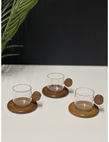 طقم فناجيل 6 قطع خشبي