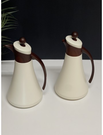 طقم ترامس ابيض مع خشبي