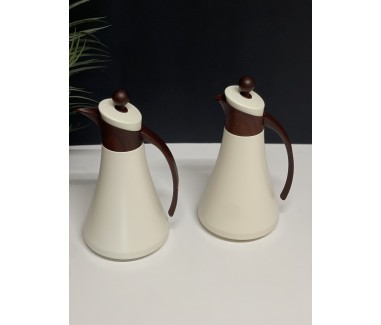 طقم ترامس ابيض مع خشبي