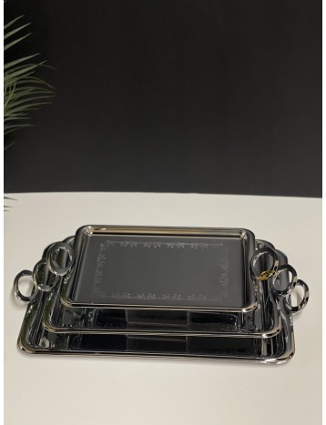 طقم صواني بنقش فضي s