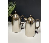 طقم ترامس فضي مطفي مع خشبي