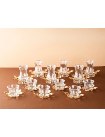 طقم ضيافة كريستال 24 قطعه ذهبي 