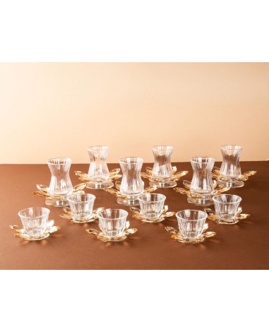 طقم ضيافة كريستال 24 قطعه ذهبي 