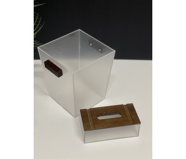 سله نفايات مع علبه منديل اكريلك