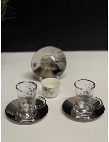 طقم ضيافة 36 قطعه بصحن فضي