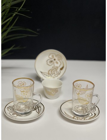 طقم ضيافة ذهبي 36 قطعه 075