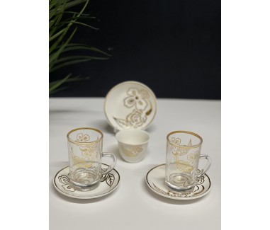 طقم ضيافة ذهبي 36 قطعه 075