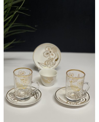 طقم ضيافة ذهبي 36 قطعه 075