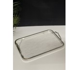 صينية تقديم شفاف فضي