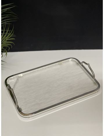 صينية تقديم شفاف فضي