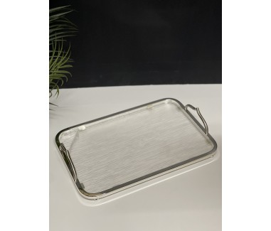 صينية تقديم شفاف فضي