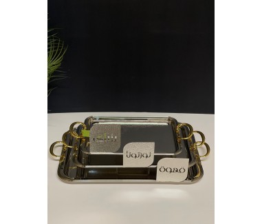 طقم صواني مع عبارات فضي