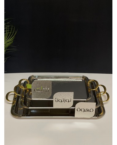 طقم صواني مع عبارات فضي