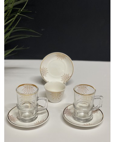 طقم ضيافة ذهبي 36 قطعه 078