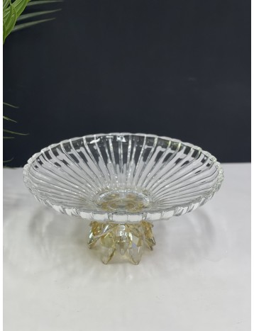 صحن كريستال بقاعدة ذهبي 