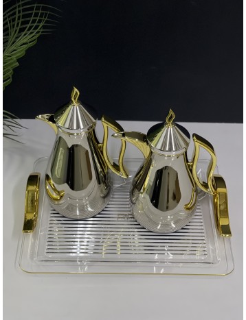 طقم ترامس مكس ذهبي مع صينية 