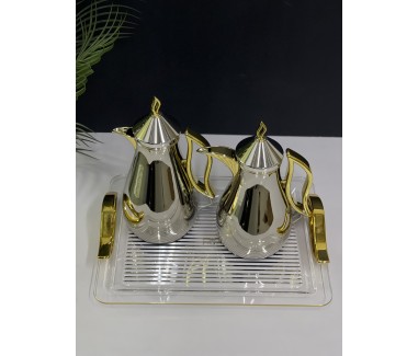 طقم ترامس مكس ذهبي مع صينية 