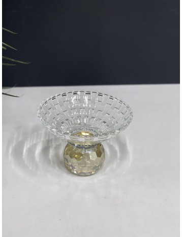 صحن شفاف بقاعدة ذهبي