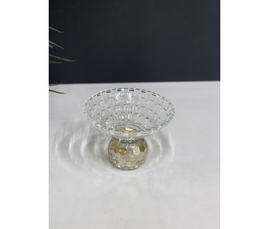 صحن شفاف بقاعدة ذهبي