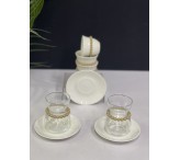 طقم ضيافة 36 قطعة ابيض وبيج