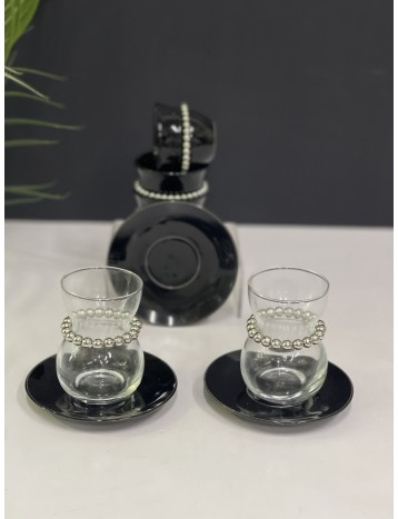 طقم ضيافة 36 قطعة فضي واسود