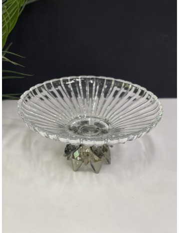 صحن تقديم بقاعدة كريستال اسود